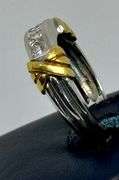 18K Two Tone Gold Princess Cut Diamond Ring