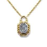 18k (750) Yello gola Lock Shape Pendant with Natural Diamond Illusion setting