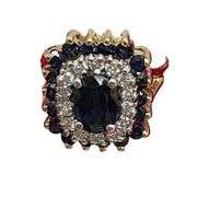 Elegant 14K Yellow Gold Diamond and Sapphire Ring – 2.00 Carats Total