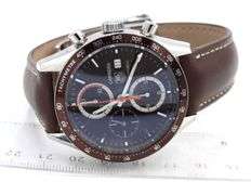 Tag Heuer Carrera chronograph 41mm automatic brown dial and bezel on leather strap watch