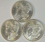 Very Choice BU 1898-O, 1901-O, 1904-O Morgan Silver Dollars