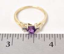 Loveable 10K Yellow Gold Amethyst Gemstone and Diamond Ring