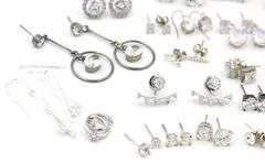 Group lot of Vintage 925 sterling silver cubic zirconia earrings