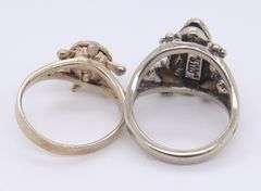 Group Lot of 2 Vintage 925 Sterling Silver Frog Rings