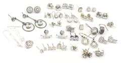 Group lot of Vintage 925 sterling silver cubic zirconia earrings