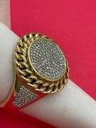 CERTIFIED NEW UNISEX 14K GOLD DIAMOND RING WITH CUBAN LINK DESIGN