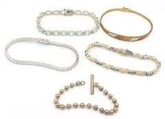 Group lot of 5 Vintage 925 sterling silver bracelets
