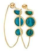 Ippolita Lollipop Turquoise Three Stone Hoop Earrings in 18K