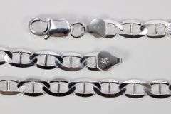 Sterling Silver Flat Marina Link Chain 6.6mm 925 Italy Anchor Mariner Anklet Bracelet 7"