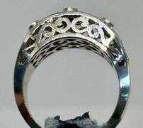 18K White Gold Round Brilliant Cut Filigree Diamond Ring