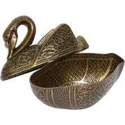 Swan-Shaped Brass Sugar Bowl with Lid
