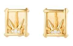 0.35ctw Diamond Sunrise Rectangle Shaped Clip on Earrings in 18K
