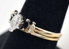Captivating 14K Yellow Gold Diamond and Blue Sapphire Gemstone Ring