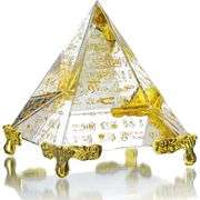 Crystal Pyramid with Egyptian Symbols Paperweight