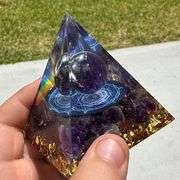 Amethyst & Obsidian Crystal Pyramid Positive Energy Generator