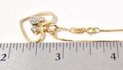 Perfect 14K Yellow Gold Diamond Heart Pendant Necklace