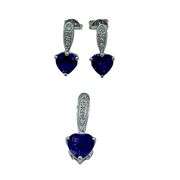 10K White Gold and Heart Shape Amethyst Pendant and Earrings Set