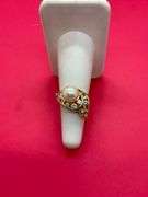 CERTIFIED 14K YELLOW GOLD DIAMOND AND PEARL RING