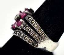 Ruby and Marcasite Gemstone Ring in Sterling Silver