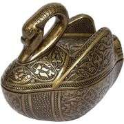 Swan-Shaped Brass Sugar Bowl with Lid