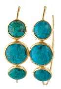 Ippolita Lollipop Turquoise Three Stone Hoop Earrings in 18K