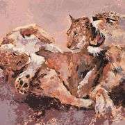 Lioness & Her Cubs by Mark King (1931-2014)