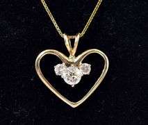 Perfect 14K Yellow Gold Diamond Heart Pendant Necklace