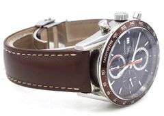 Tag Heuer Carrera chronograph 41mm automatic brown dial and bezel on leather strap watch