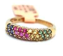 10kt Yellow gold multi sapphire with diamond band