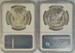 Nearly Gem BU 1880-S & 1881-S Morgan Silver Dollars in NGC MS64