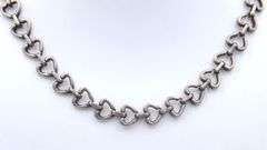 Vintage 925 Sterling Silver Heart Shaped Link Chain Necklace