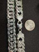 Sterling Silver 16mm Heavy Double Curb Chain Cuban Link 925 Italy Bracelet 9"