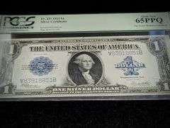 1923 Blue Seal $1 Silver Certificate 65 GEM