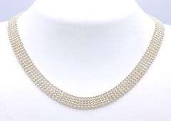 Italian 925 sterling silver 5 row beaded necklace