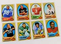 8 Topps 1970 Football Cards, All Greats