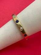 LADIES 14K YELLOW GOLD DIAMOND AND SAPPHIRE ETERNITY BAND