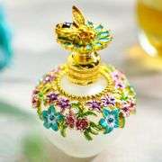 Fancy Glass Perfume Bottle with Flowers & Bee Charm