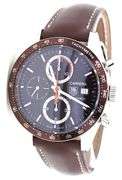Tag Heuer Carrera chronograph 41mm automatic brown dial and bezel on leather strap watch