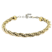 14k (585) White and Yellow Gold Diamond Cut Gold Bangle / Bracelet, Adjustable