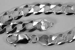 Men's 7.9mm Solid .925 Sterling Silver Flat Curb Chain Link Italy Bracelet 7" inch