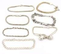 Group lot of 7 Vintage 925 sterling silver bracelets