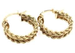 14kt Yellow gold Rope chain mini hoop