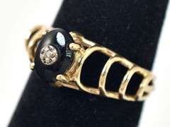 Splendid 10K Yellow Gold Black Onyx and Diamond Ring