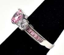 Pink Topaz and CZ Gemstone Ring in Sterling Silver