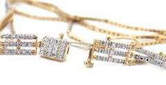 14kt Yellow gold 1ctw 3 row fancy flexible link bracelet