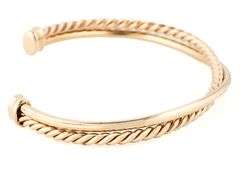 Cable Crossover Bar Cuff Bracelet in 14K