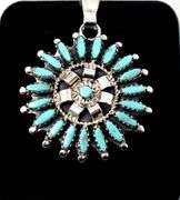Nathaniel and Rosemary Nez Needlepoint Turquoise Gemstone Pendant