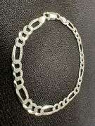 Men's 6mm Solid .925 Sterling Silver Flat Figaro Chain Link Italy Bracelet 7"