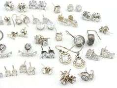 Group lot of Vintage 925 sterling silver cubic zirconia earrings