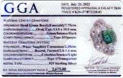 Mesmerizing 7.75CTS Cabochon-Cut Natural Emerald & 2.35CTW White Sapphire Ring in Sterling Silver